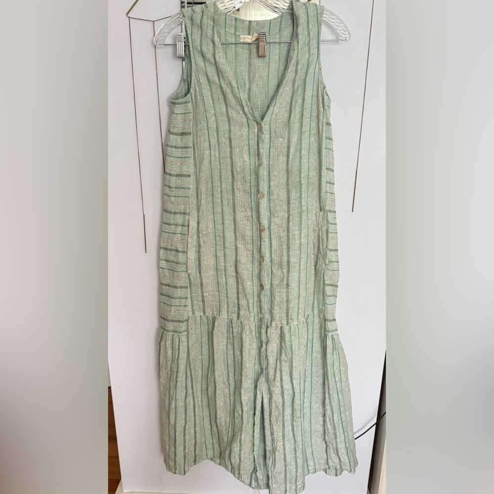 Size 4 Poetry brand garment dyed cotton and linen sleeveless dress